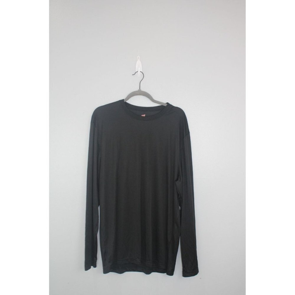 Hanes Shirt Mens XL Black Base Layer Thermal Long Sleeve Hiking Outdoor Cool Dri